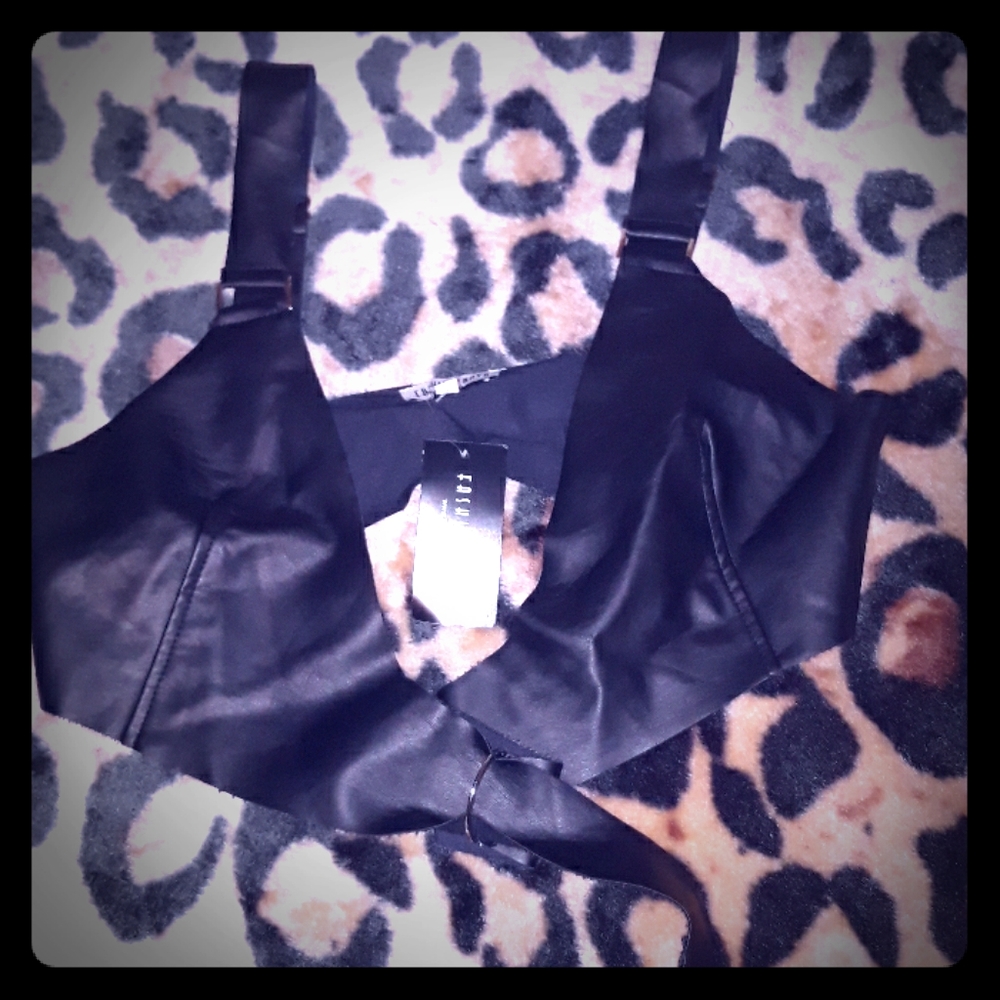 Fashion Nova Faux Leather Crop Top Size M